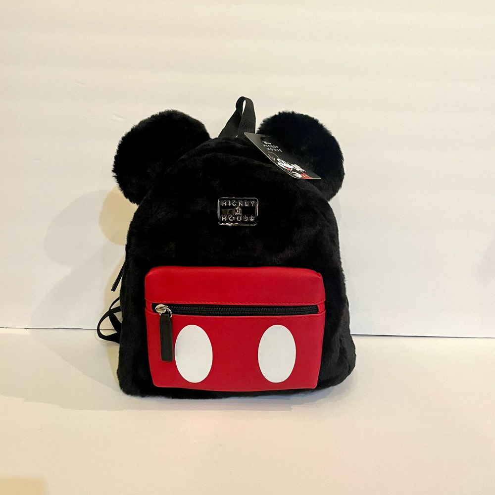 NFS. RARE NWT Plush Fur Mickey Mouse backpack. Disney BioWorld.